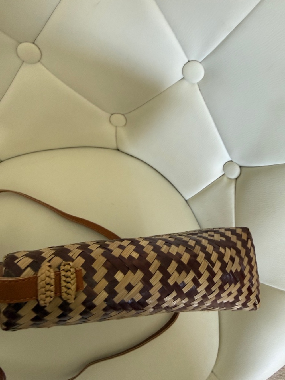 Belk Woven Straw Braided Crossbody Bag in Brown Beige Pattern - Picture 6 of 11